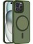 Apple iPhone 16 Pro Max - Kılıf Magsafe Şarj Özellikli Mat Arka Yüzey Sio Kapak - Koyu Yeşil 1