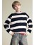 Erkek Çocuk Oversize Geniş Kalıp Bisiklet Yaka Çizgili Sweatshirt D7401A825SP 1