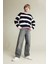 Erkek Çocuk Oversize Geniş Kalıp Bisiklet Yaka Çizgili Sweatshirt D7401A825SP 2