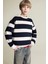 Erkek Çocuk Oversize Geniş Kalıp Bisiklet Yaka Çizgili Sweatshirt D7401A825SP 3