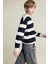 Erkek Çocuk Oversize Geniş Kalıp Bisiklet Yaka Çizgili Sweatshirt D7401A825SP 4