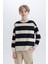 Erkek Çocuk Oversize Geniş Kalıp Bisiklet Yaka Çizgili Sweatshirt D7401A825SP 5