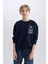 Erkek Çocuk Oversize Geniş Kalıp Bisiklet Yaka Sırt Baskılı Sweatshirt D7402A825SP 4