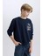 Erkek Çocuk Oversize Geniş Kalıp Bisiklet Yaka Sırt Baskılı Sweatshirt D7402A825SP 5