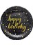 Doğum Günü Işıltılı Siyah Happy Bithday Yazılı Karton Tabak - 22 cm . - 8 Adetlik 3 Paket 2