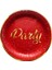 Parti Doğum Günü Işıltılı Kırmızı Party Yazılı Karton Tabak - 22 cm . - 8 Adetlik 5 Paket 2