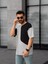 Tişört Erkek Parçalı Desen Regular Fit Bisiklet Yaka Bürümcük Tshirt Erkek T-Shirt 4