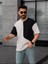 Tişört Erkek Parçalı Desen Regular Fit Bisiklet Yaka Bürümcük Tshirt Erkek T-Shirt 1