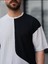 Tişört Erkek Parçalı Desen Regular Fit Bisiklet Yaka Bürümcük Tshirt Erkek T-Shirt 5