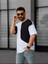 Tişört Erkek Parçalı Desen Regular Fit Bisiklet Yaka Bürümcük Tshirt Erkek T-Shirt 1