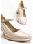 Adelin Kadın Yüksek Topuklu Bej Rugan Oxford Ayakkabı 4