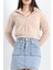 Fermuarlı Crop Peluş Sweat Bej - 9060.1153. 3