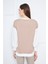 Yumuşak Dokulu Ekose Kadın Sweatshirt 14100 Bej-Ekru 5