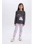 Kız Çocuk Pijama Takımı Baskılı Uzun Kollu Üst Esnek Belli Desenli Uzun Alt E0532A825SP 1