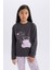 Kız Çocuk Pijama Takımı Baskılı Uzun Kollu Üst Esnek Belli Desenli Uzun Alt E0532A825SP 3