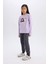 Kız Çocuk Pijama Takımı Uzun Kollu Üst Esnek Belli Uzun Alt E0544A825SP 2
