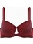 Fashion 2510 Bordo Çapraz Lastik Detaylı Dantelli Double Push Up Dekolte Sütyen 1