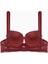 Fashion 2510 Bordo Çapraz Lastik Detaylı Dantelli Double Push Up Dekolte Sütyen 3