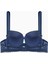 Fashion 2510 Mavi Çapraz Lastik Detaylı Dantelli Double Push Up Dekolte Sütyen 3