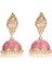 El Işi Geleneksel Düğün Kıyafeti Sahte Kundan Çivili Çiçek Emaye Jhumka Jhumki Küpe Kadınlar Kızlar Için Hint Etnik Moda Takı (Yurt Dışından) 1