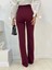 Kadın Bordo Krep Kumaş Likralı Ön Çimalı Ispanyol Paça Palazzo Pantolon 2