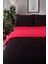 Organik Pamuk Akfil Çift Taraflı Nevresim Takımı Çift Kişilik 200X220 cm Kırmızı Siyah 2