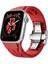 Apple Watch 44MM KRD-127 Metal Tokalı Silikon Kordon-Kırmızı 1