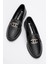 Kaydırmaz Taşlı Tokalı Kadın Loafer Ayakkabı SİYAH CİLT 5
