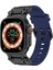 Watch Ultra 49MM Uyumlu Zore - KRD-101 Titanyum Metal Başlıklı Silikon Kordon-Siyah-Mavi 1