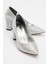Kadın Ökçeli Stiletto Gümüş Dalgalı Sim 1