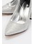 Kadın Ökçeli Stiletto Gümüş Dalgalı Sim 3