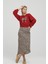Kadın Regular Fit Bisiklet Yaka Desenli Uzun Kollu Kırmızı Sweatshirt 2591334 1