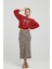 Kadın Regular Fit Bisiklet Yaka Desenli Uzun Kollu Kırmızı Sweatshirt 2591334 3