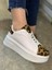 Günlük Kadın Sneaker Bağcıklı Hafif Kalın Yüksek Tabanlı Leopar Detaylı Yürüyüş Spor Ayakkabı 065 1