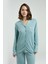 Kadın Yeşil Gömlek Pijama Takım 3