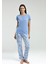 Kadın Mavi Kısa Kol Pijama Takım 3