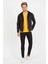 Erkek Siyah Kürklü Füme Renk Eskitmeli Slim Fit Kot Ceket 4