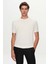 Slim Fit Ekru Düz Örgü Rayon Triko T-Shirt 1