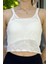 El Örgü Desenli Askılı Triko Crop Top Bluz 2