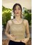 El Örgü Desenli Askılı Triko Crop Top Bluz 1