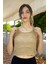 El Örgü Desenli Askılı Triko Crop Top Bluz 2
