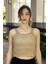 El Örgü Desenli Askılı Triko Crop Top Bluz 3