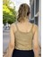 El Örgü Desenli Askılı Triko Crop Top Bluz 4