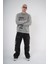 Bisiklet Yaka Yazı Nakışlı Yıkamalı Oversize Kalıp Unisex Sweatshirt 3
