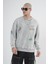 Bisiklet Yaka Yıkamalı Aplikeli Oversize Kalıp Sweatshirt 3