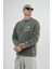 Bisiklet Yaka Yıkamalı Aplikeli Oversize Kalıp Sweatshirt 1