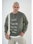 Bisiklet Yaka Yazı Nakışlı Yıkamalı Oversize Kalıp Unisex Sweatshirt 1