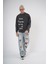 Bisiklet Yaka Yazı Nakışlı Yıkamalı Oversize Kalıp Unisex Sweatshirt 3