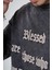 Bisiklet Yaka Yazı Nakışlı Yıkamalı Oversize Kalıp Unisex Sweatshirt 4