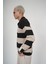 Polo Yaka Çizgili Erkek Oversize Kalıp Kazak 3